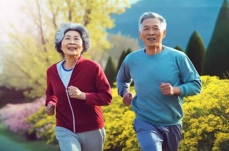 老年夫妇在户外慢跑实拍照片,高清,摄影图,摄影图片,图片大全,摄影图免费下载